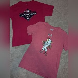 LOT of 2 boys Washington Nationals baseball short sleeve shirts sz 14/16 Screech